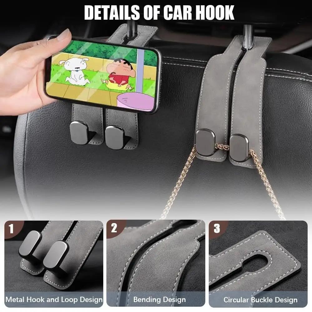 2pcs Car Seat Headrest Hooks-Durable Material,Hidden Design, Strong Load-Bearing Capacity,Ideal for Wallets, Bags,Accessories