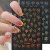 3D Laser Nagelaufkleber Bunte Blume Klebe-Slider Decals Nail Art Aufkleber Maniküre Dekorationen