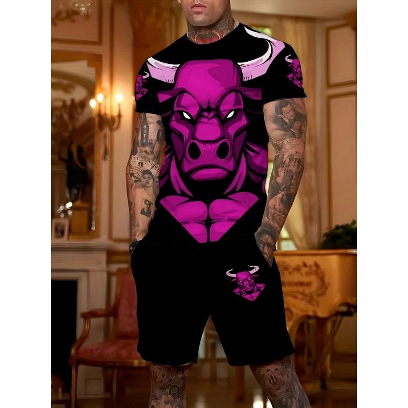 2-Piece Summer Men's Casual Set Trendy Bear 3D Digital Print