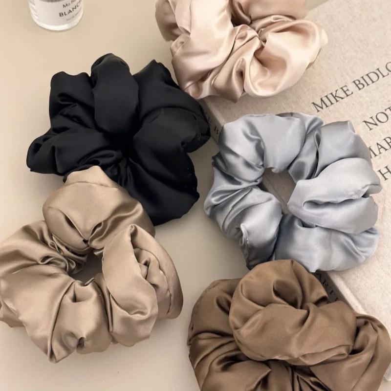 Pillow Sleep Headband Elastic Ponytail Scrunchie for Women Hair Accessories Girls Soft Solid Satin Filled Cotton Big Bands
