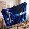 Kylian Mbappe Personalisierte Fleecedecke Mit Fußballlogo, Individueller Name Text Weich Warm Wohnzimmer Überwurfdecke
