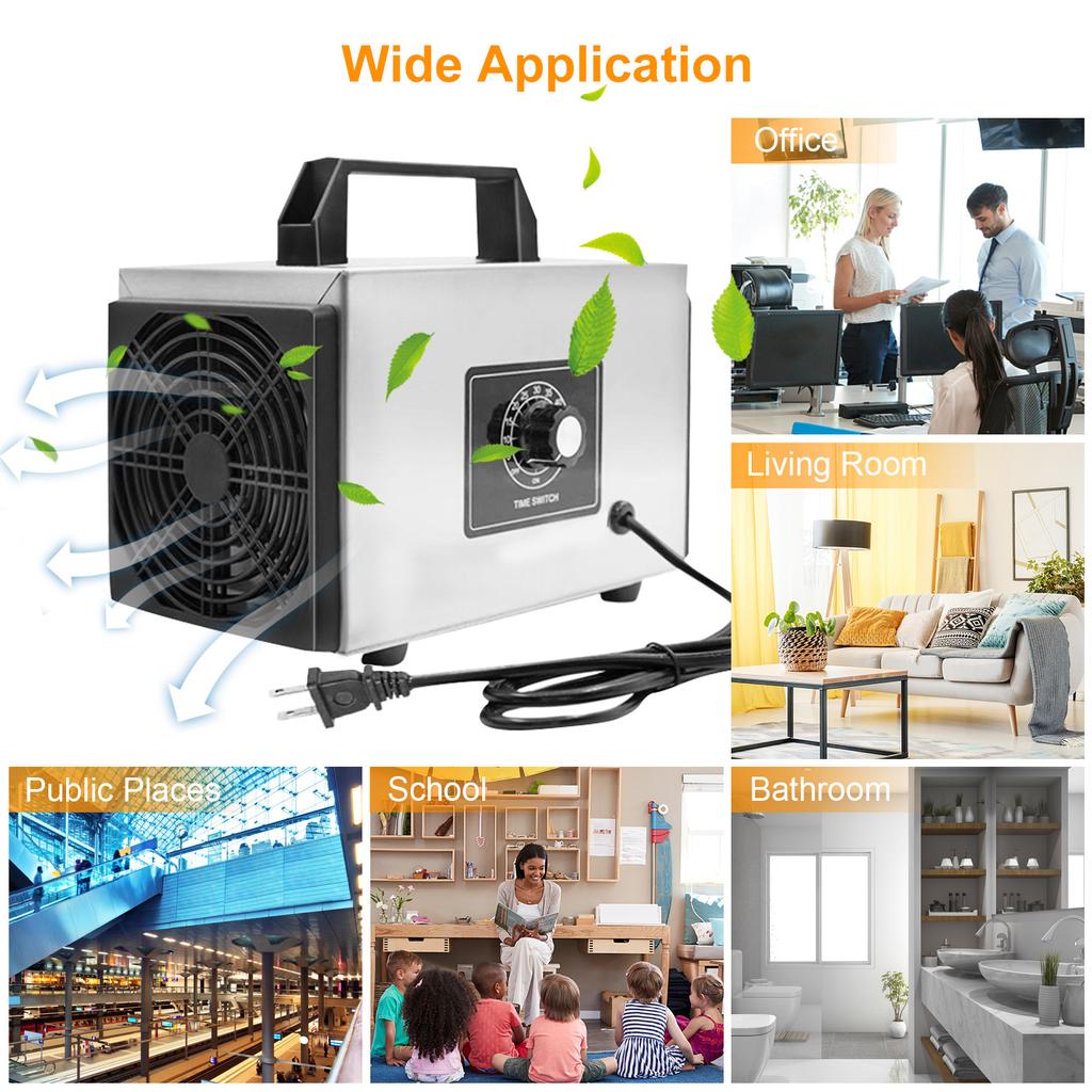 Macchina Ozonizzatore per Uso Domestico Purificatore d'Aria Multifunzione Rimuovi Odori Deodorante Portatile per Veicolo Officina Capanno