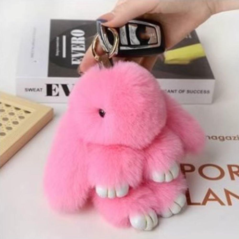 Fashion Pluff Bunny Keychain Lovely Rabbit Fur Keychain Play Dead Rabbit Doll  Girlfriend