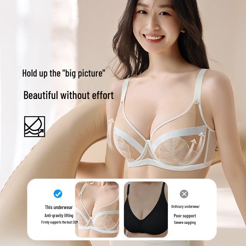 Sugar Grain Ultra-Thin Plus Size Bra: Enhances Bust, Gathers Underarm Fat, Prevents Sagging, Sexy Fit for Women