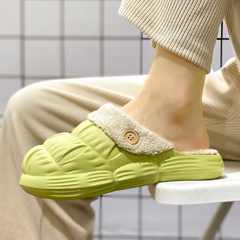Vinter Par Lättvikt Plus Size Tjock Sula med Plyschisolering Bomull Tofflor Bekväma Mode Bomull Tofflor 36-45