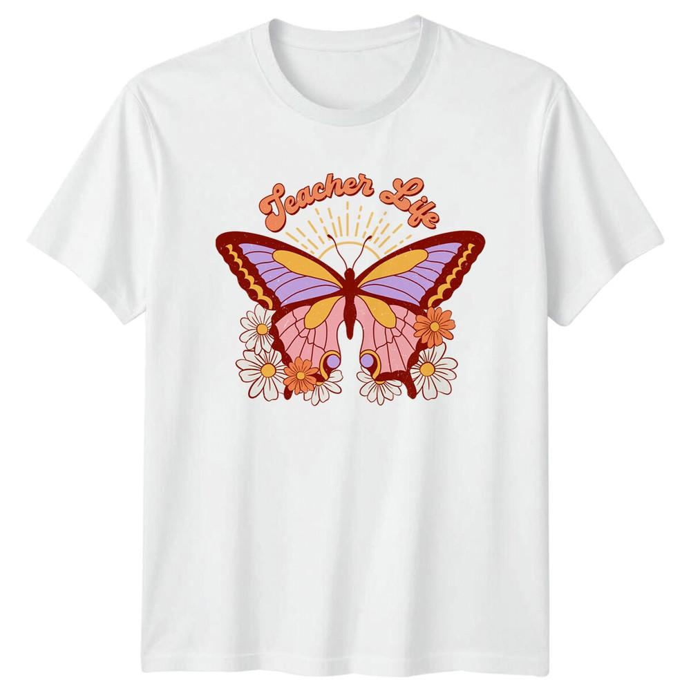 Teacher Life Butterfly TShirt Retro Style Teacher Appreciation Gift S
