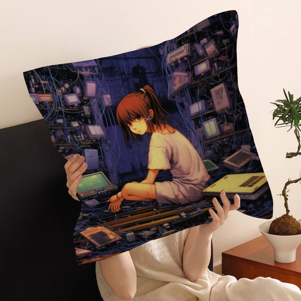 Serial Experiments Lain Anime Personalized Pillow Dust Cover Bedroom Kids Party Decoration Pillowcase Birthday Children Gift