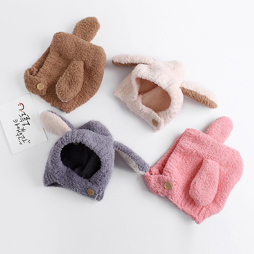 Winter Warm Hat Cartoon Style Cute Ear Design Plush Caps for Infant Boys Girls