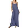 Women's Solid Color Loose Pocket Long Skirt Pure Color Loose Pockets Long Dress