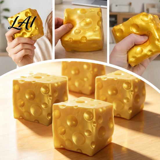 Büro-Fidget-Spielzeug Goldener Käse Stressabbau-Spielzeug Riesiger Würfel Knetspielzeug Simuliertes Essen Kneifen zur Angstreduktion & gegen Langeweile