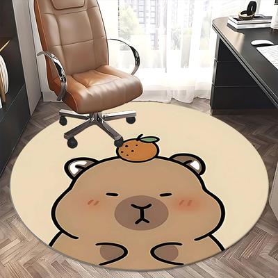 Fruchtbär Stirnband, Cartoon-Tier-Accessoires Stuhlmatte Runder Teppich Büroteppich, Rutschfest, Geeignet für Wohnzimmer, Schlafzimmer Dekoration.1205192a
