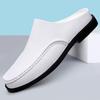Summer White Open Back Casual Shoes Mules Men Backless Loafers Slippers Half Shoes Slip On Semi Drag Flats Man Slides Sandals