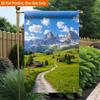2D Flat, 2D Flat Printing Garden Flag 1pc, Mountain Path Leads Away Durable Single-Sided Print Yard Flag, Garden & Home Holiday Decoration, 29.97x44.9