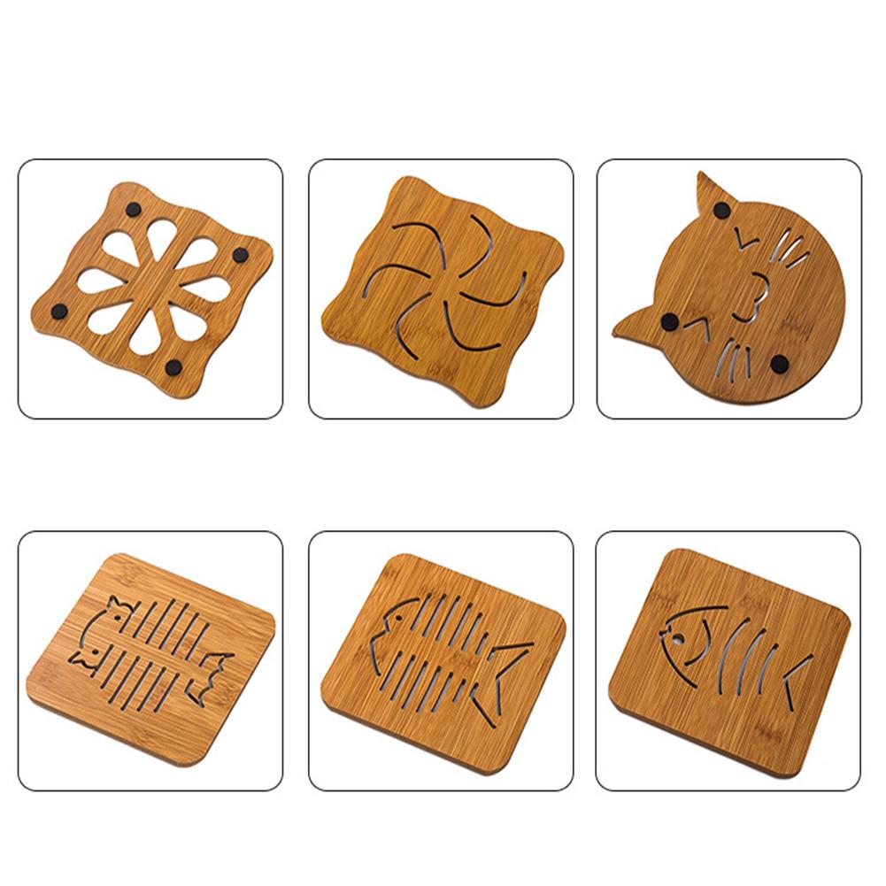 Wooden Potholder Table Mat Dishes pot bowl teapot hot Pot Hollow Holders Set For Hot