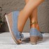 Bow High Heels Women Wedges Sandals 2025 Summer Platform Shoes Shallow New Trends Shoes Classical Elegant Dress Sandalias Mujer