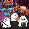 Cute Halloween Ornaments 3Pcs Sweet Ghost Decor, Wooden Figurines with Candy Safe Tabletop Pumpkin & Cauldron, Centerpiece for Home, Party Bakery