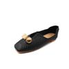 Fashion Retro square toe women's shoes large size soft bottom flat shoes spring and summer work shoes 2024