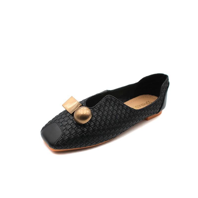 Fashion Retro square toe women's shoes large size soft bottom flat shoes spring and summer work shoes 2024