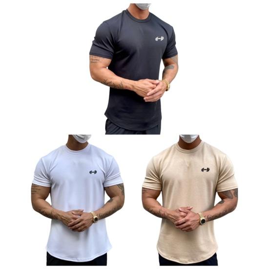 Men Sports T-shirt O Neck Short Sleeve Slim Fit Solid Color Elastic Quick-drying Soft