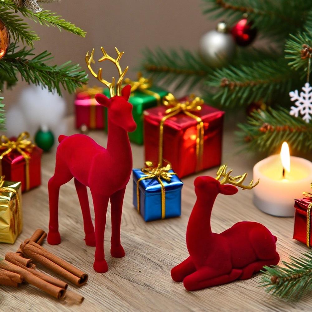 Decorative Resin Reindeer Set for Holiday Tabletop and Home Seasonal Deer Ornaments To Add Seasonal Warmth and Charm