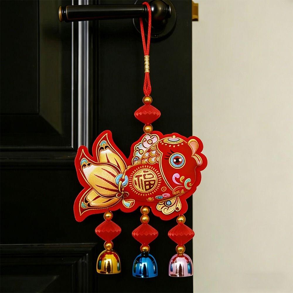 Flocking Lucky Bag Pendant Bell Tassels Spring Festival Pendants Door Window Wall Decor