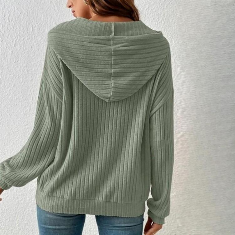Winter Autumn Casual Hoodie Loose Knitwear Pullover with Kangaroo Pocket