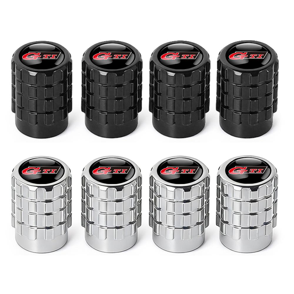 4PC Aluminium Car Tire Valve Stems Cap Gear-Shaped-Valve For Volkswagen TSI TDI R32 MK4 GTI Golf Polo Tiguan Passat Jetta Touran