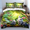 Whimsical Bunny Wonderland Bliss Bedding Sets Duvet Covers Pillowcases(1* Duvet Cover 2* Pillowcases Without Duvet Insert)