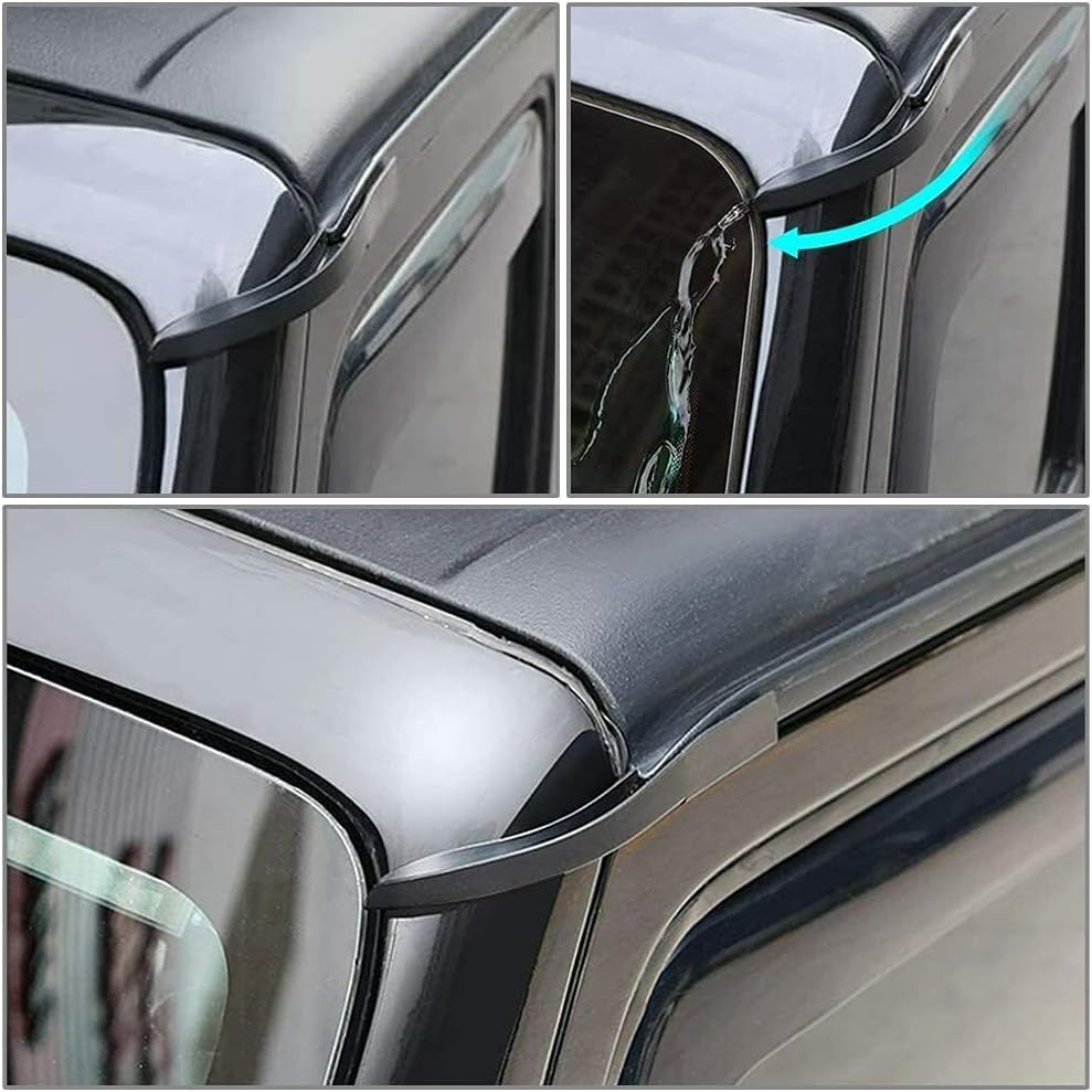 Driverter Rain Gutter for Jeep Wrangler JK JKU Sports 2007-2017 Exterior Accessories Roof Hard-Top ABS Rain Groove Diverter Black, 2-PACK