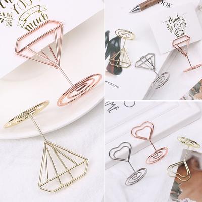 Heart Shape Desktop Decoration Rose Gold Place Card Clamps Stand Photos Clips Table Numbers Holder