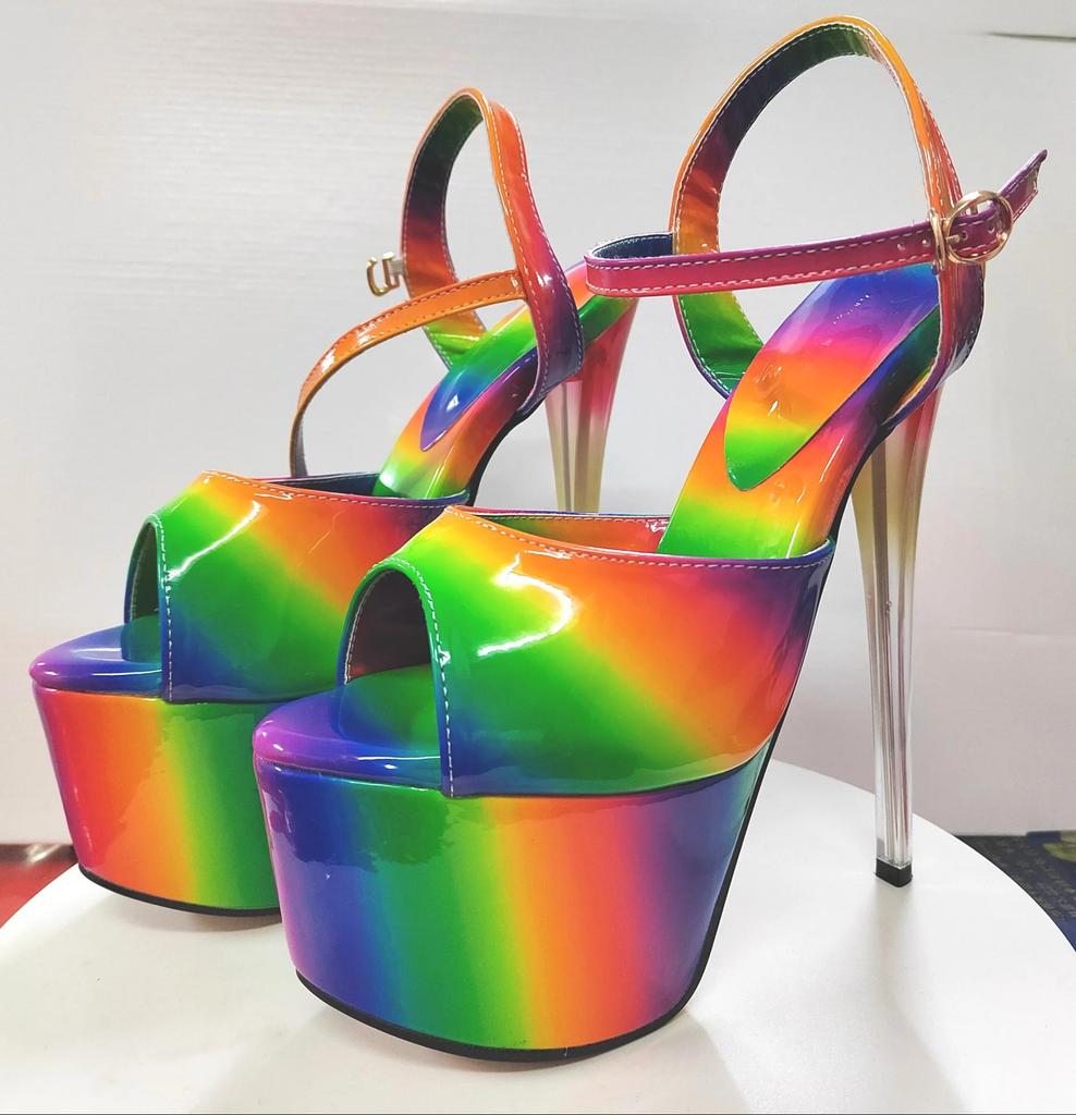 Fashion Women Shine Electroplated Heel Sandals Pole Dance Shoes Sexy Stripper Nightclub High Heels 19CM Exotic Models Shows