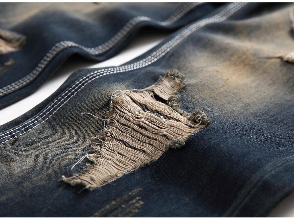 Men's Nostalgic Ripped Slim Straight Jeans