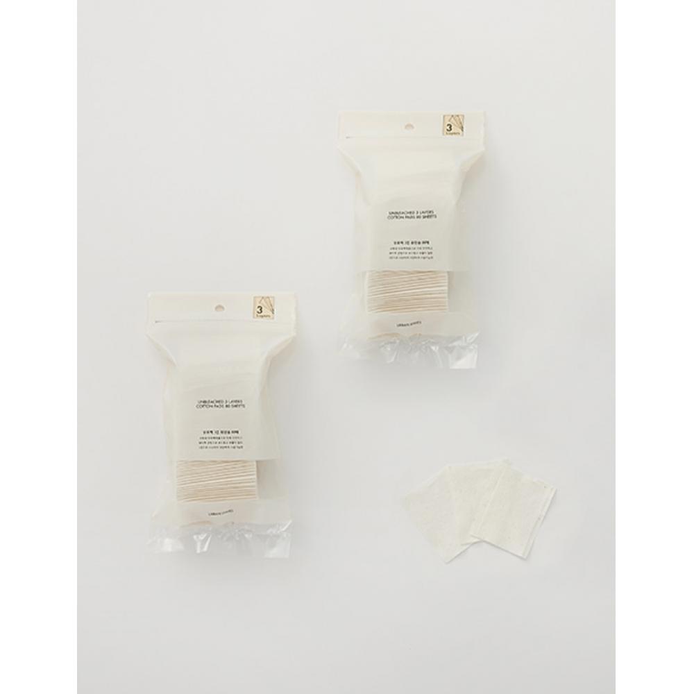 Urban Leaves Unbleached 3 Ply Cotton Pads Original 160 Sheets 80 Sheets 2ea