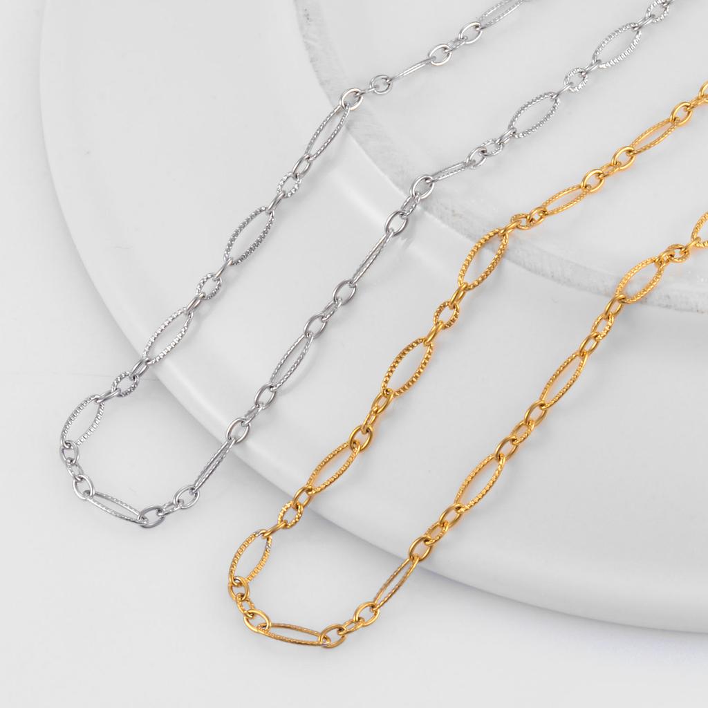 Stainless Steel Handmade Golden Figaro Necklace Chain High Quality Men's and Women's Jewelry