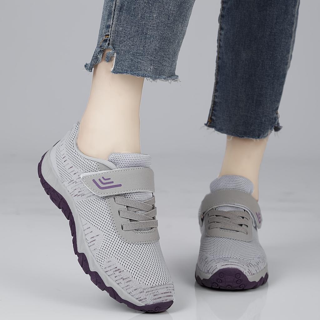 Women's Striped Breathable Mesh Sneakers - Anti-Slip, Four Seasons Casual Sports Shoes for Home, Travel, and Hiking