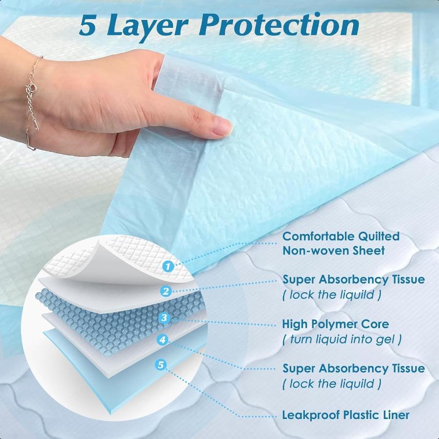 50 Count 36 x 36 er Absorbency  Underpads Leakproof Quick Drying Pads for Baby Puppy Adults Bed Pads Incontinence Dog Pee