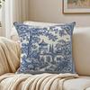 Blue White Landscape Pillow Case Organic Short Plush Cushion Covers Breathable Washable WrinkleResistant