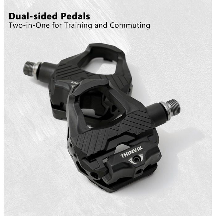Thinvik Double-Sided 3-Bearing Clipless Pedals Road Bike & Flat Pedal Shimano SPD-SL Compatible Bicycle Pedals (with Cleats)