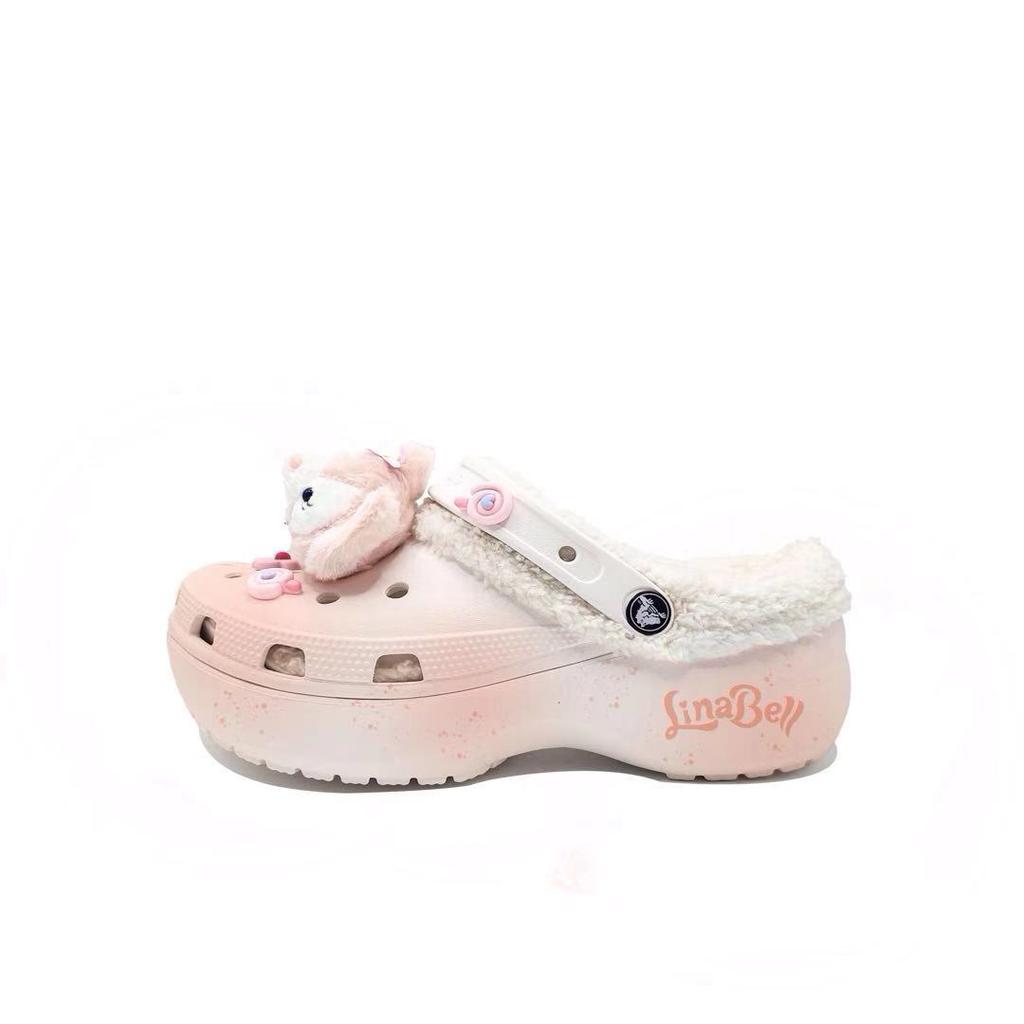 Crocs Classic Platform Clog Marshmallow MH Plan Comfortable & Versatile Stylish Accessories Hole Shoes Women's Pink