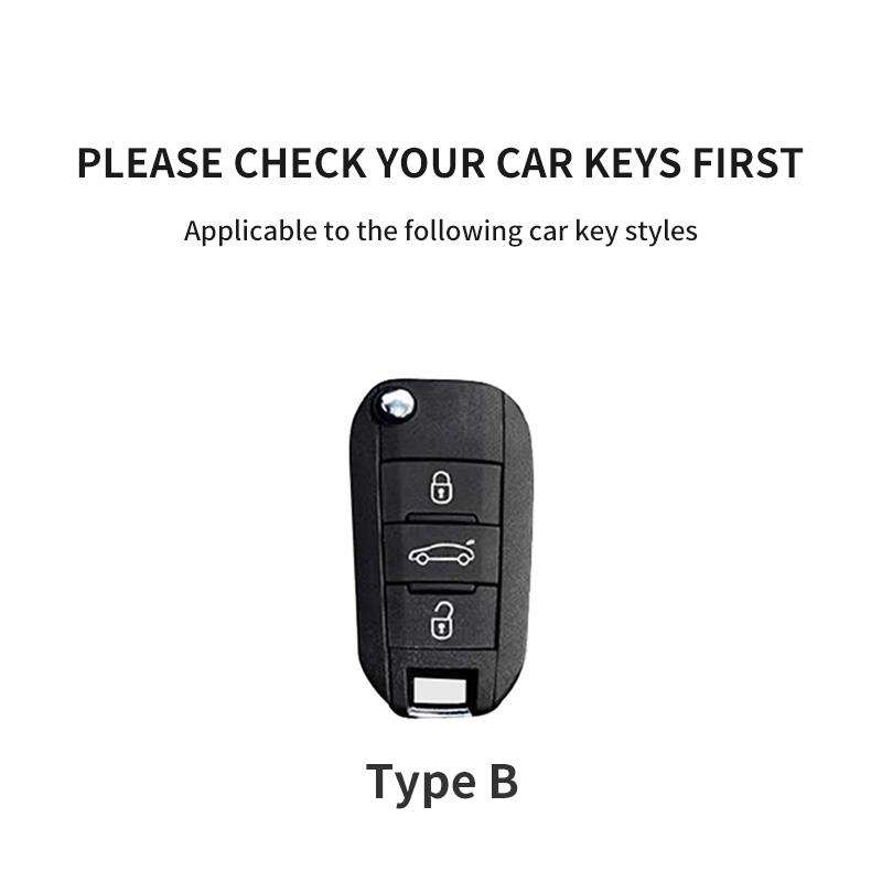 Car Key Case Cover For Peugeot 208 2008 308 3008 508 408 Citroen C3 C4 C5 C6 C8 Leather Car Key Protected Replace Shell Keychain