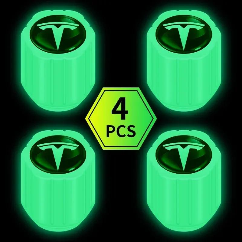 

Car Sticker Tesla 4Pcs Tire Stem Covers Hub Luminous Valve For Tesla model 3 model X Y style Roadster Accessories Decorative Goo фарби люмінесцентні зелений колір