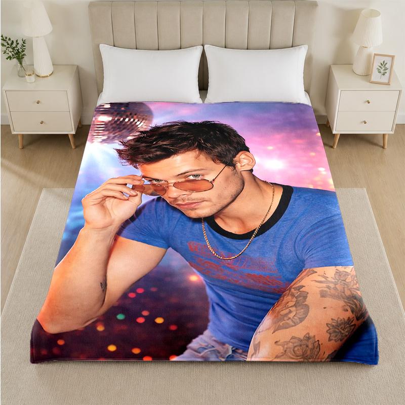 Coperta in Flanella con Stampa di Harry Styles Morbida Calda Coperta in Peluche per Letto Divano Divano Uso Domestico Interno