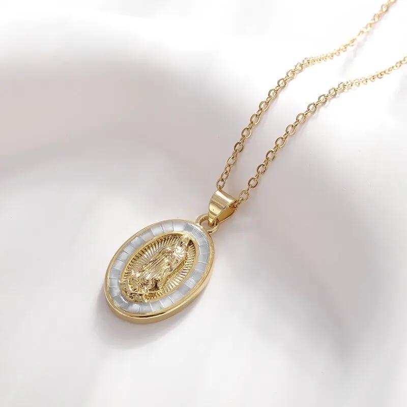 Delicate Our Lady of Guadalupe Medal Pendant Stainless Steel Virgin Mary Necklace Women\\'s Prayer Jewelry Catholic Jewelry Gift