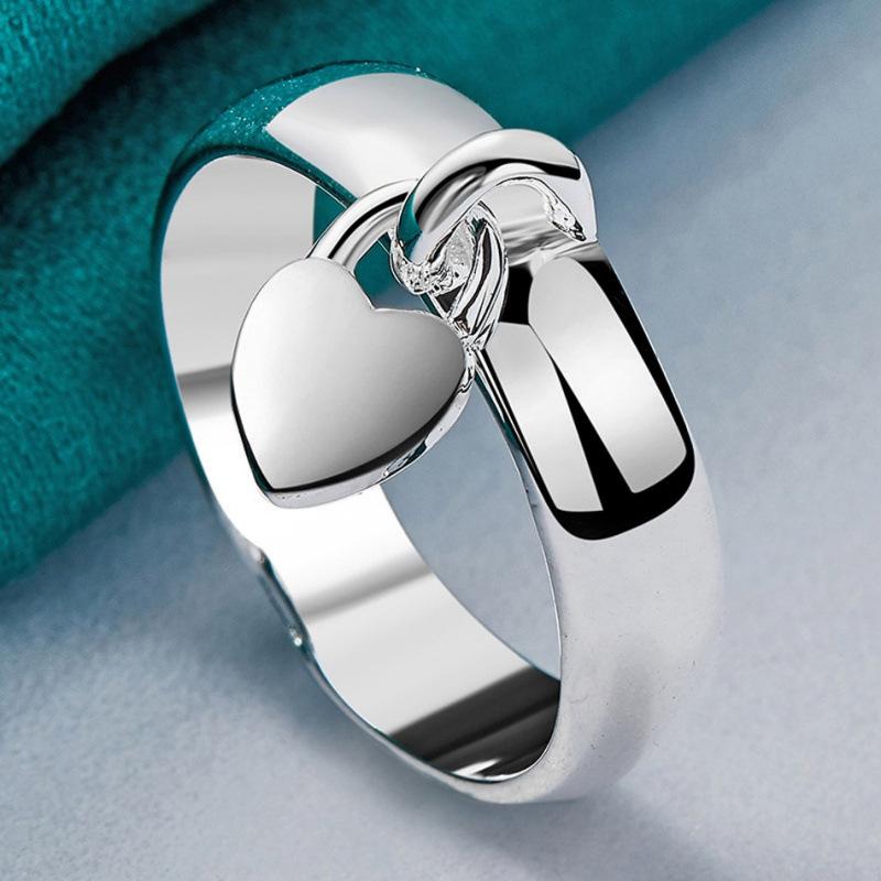 Anello Pendente a Forma di Cuore Geometrico Gioiello per Donna Come Regalo - Anello a Forma di Cuore