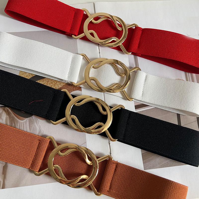 Wide Belt Women'S Simple With Dress Coat Decoration Black Belt Women'S Elastic Elastic Waist Seal