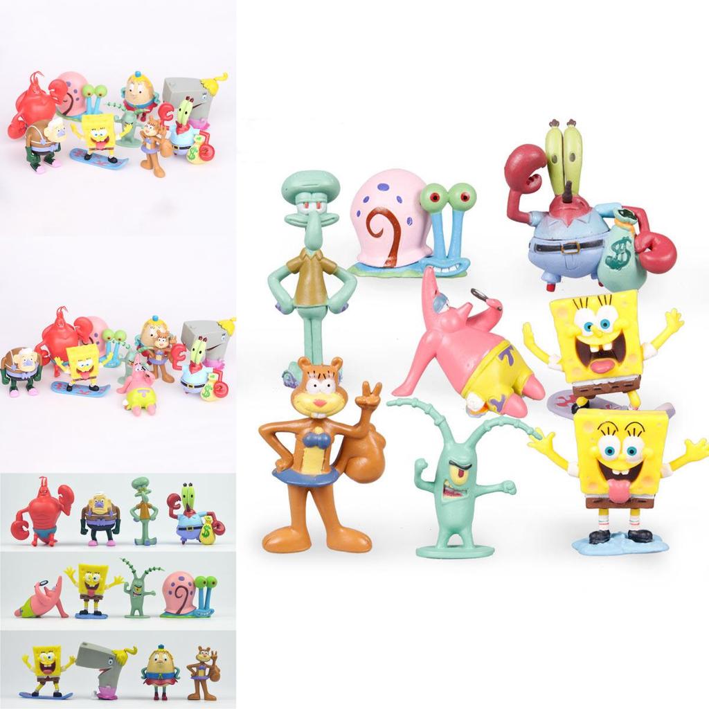 Bunte Spongebob Schwammkopf Patrick Sandy Gary 12 Stück Actionfigur Kuchenaufsatz Spielzeug für Feiern