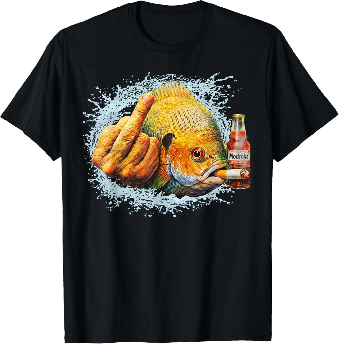 Smoking Bluegill Middle Finger Meme Funny Meme Gen Z T-Shirt 3XL