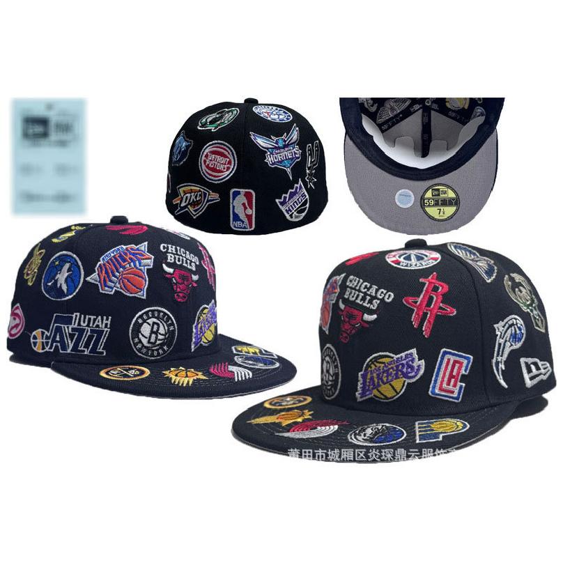 Hat embroidery Yankees Dodgers skull embroidery hard-brim baseball cap flat-brim cap team 7（55.8cm）