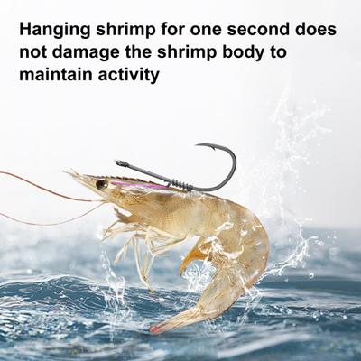 Live Shrimp Fixing Hook Heavy Duty Carbon Steel Barbed Fishhook with Hole Freshwater Saltwater Catfish Bass Fishing Hook Fishing Accessories