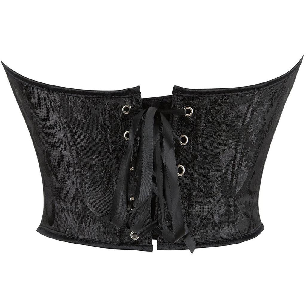 Elegant Red Brocade Corset Top for Women Vintage Floral Bustier with Front Closure and Adjustable Fit